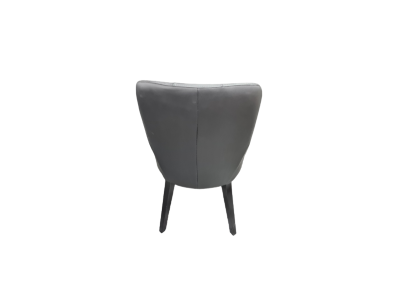 Leather Dining Chair in Black with Tufted Button Design - Eden